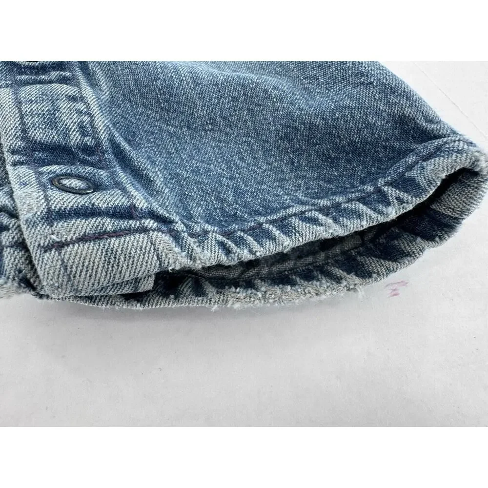Vtg Oshkosh Overalls Vestback Sz 12m Denim Snap Blue Pockets
